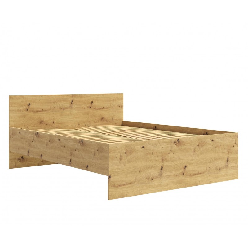 Modernes Eichenhandwerksbett MAXIVO mit hohem Kopfteil und Holzrahmen für das Schlafzimmer
