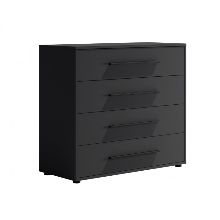 Kompakte schwarze Kommode MAXIVO mit Schubladen und stilvollen Griffen für das Schlafzimmer