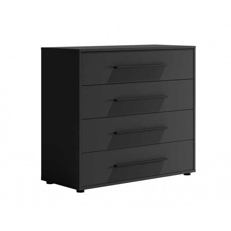 Kompakte schwarze Kommode MAXIVO mit Schubladen und stilvollen Griffen für das Schlafzimmer 1/9