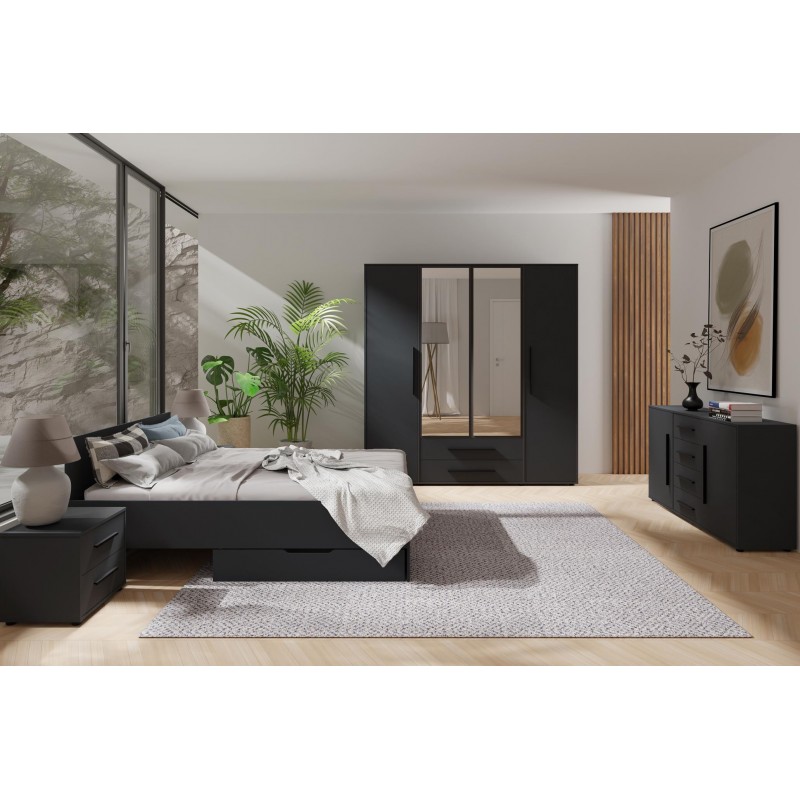 Kompakte schwarze Kommode MAXIVO mit Schubladen und stilvollen Griffen für das Schlafzimmer 3/9