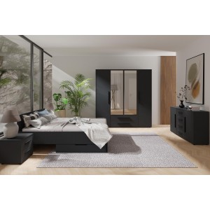 Kompakte schwarze Kommode MAXIVO mit Schubladen und stilvollen Griffen für das Schlafzimmer 3/9
