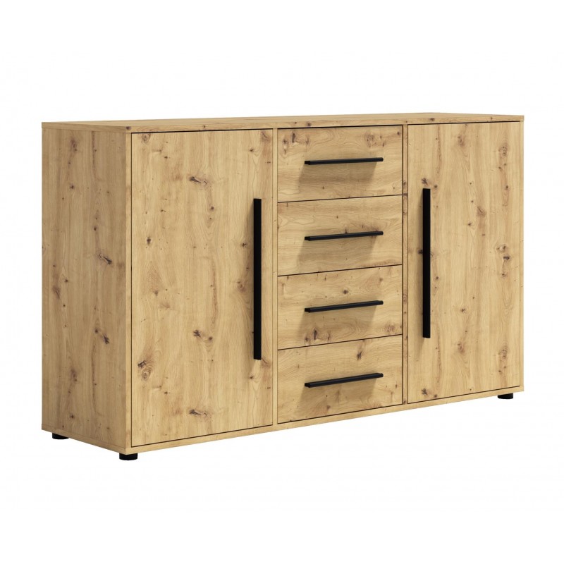 Moderne zweitürige Kommode MAXIVO aus Eiche mit Schubladen für das Schlafzimmer