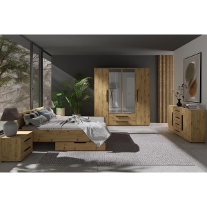 Moderne zweitürige Kommode MAXIVO aus Eiche mit Schubladen für das Schlafzimmer 3/9