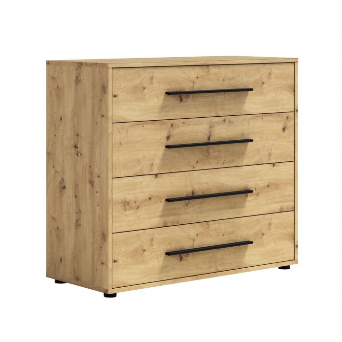 Kompakte Kommode MAXIVO mit Schubladen und stilvollen Griffen für das Schlafzimmer Eiche artisan