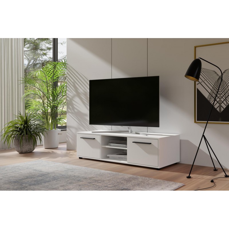 Moderner zweitüriger Schrank RTV MAXIVO weiß für das Wohnzimmer 4/9