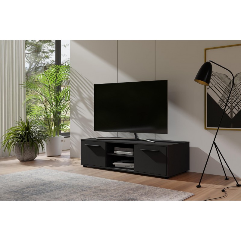 Moderner zweitüriger RTV-Schrank MAXIVO schwarz für das Wohnzimmer 4/9