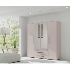 Viertüriger Kaschmir-Kippschrank MAXIVO mit Schubladen und Spiegel 4/9