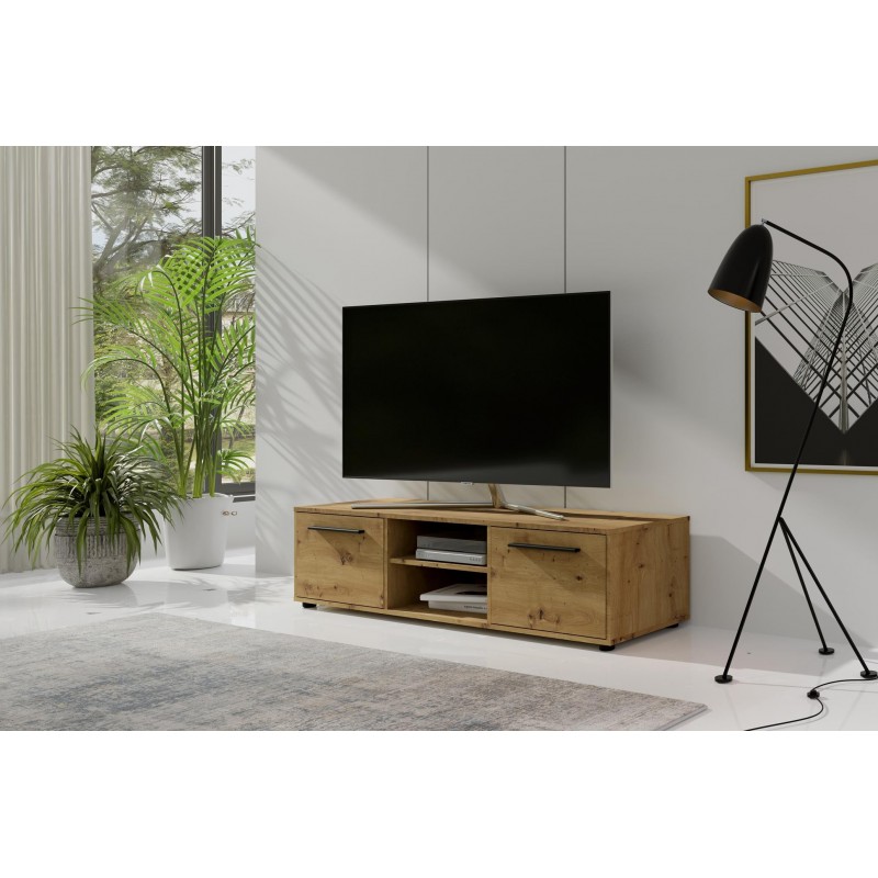 Moderner zweitüriger Schrank RTV MAXIVO in Eiche artisan für das Wohnzimmer 4/9