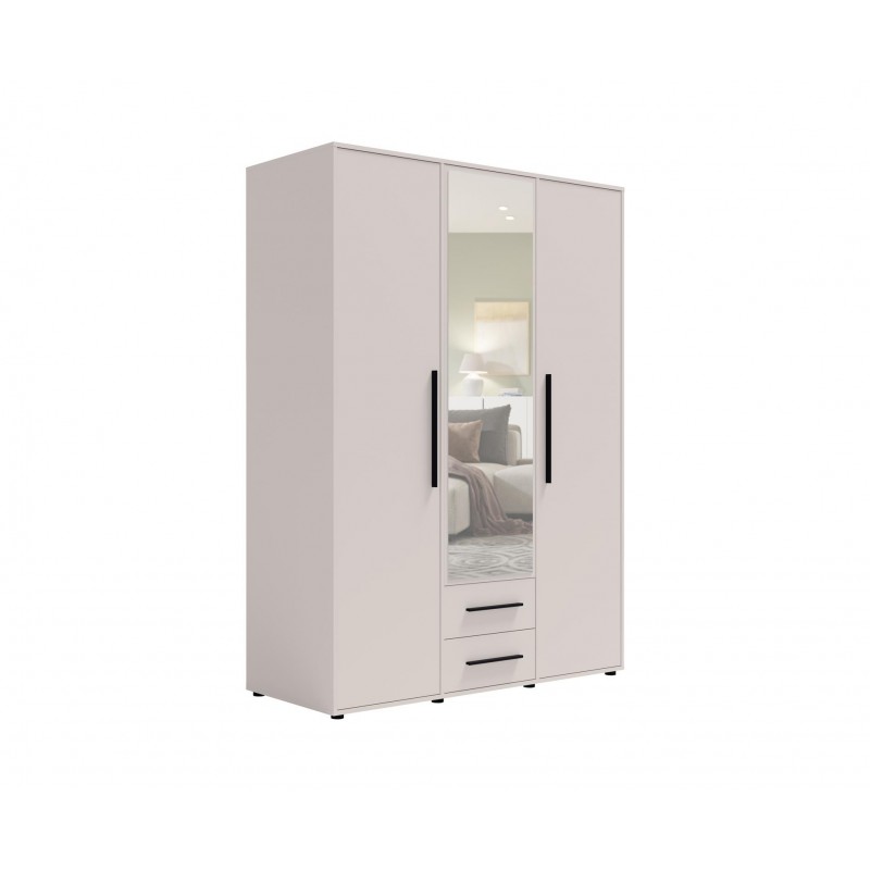 Dreitüriger Kleiderschrank Cashmere mit Auszug MAXIVO kippbar mit Schubladen und Spiegel 1/9