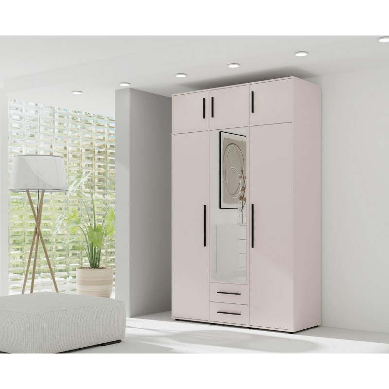 Dreitüriger Kleiderschrank Cashmere mit Auszug MAXIVO kippbar mit Schubladen und Spiegel 7/9