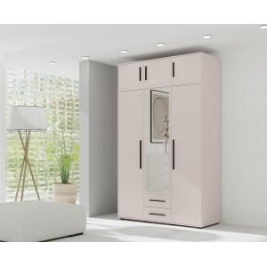 Dreitüriger Kleiderschrank Cashmere mit Auszug MAXIVO kippbar mit Schubladen und Spiegel 7/9