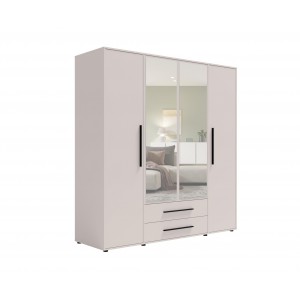 Viertüriger Kleiderschrank Cashmere mit Auszug MAXIVO kippbar mit Schubladen und Spiegel 1/9