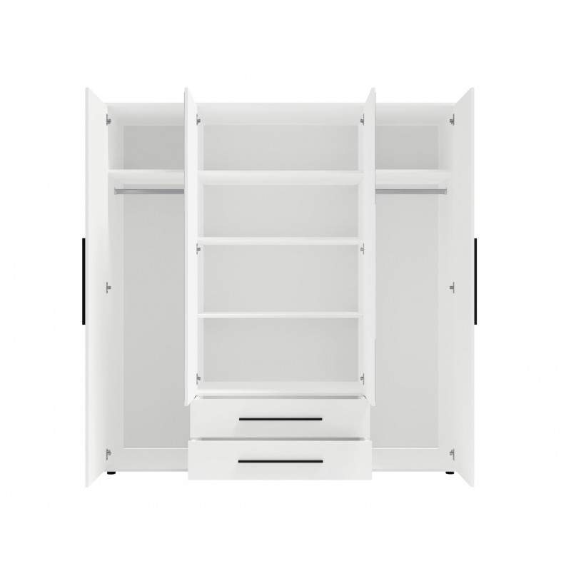 Schwarzer viertüriger Drehkleiderschrank MAXIVO mit Schubladen und Spiegel 3/9