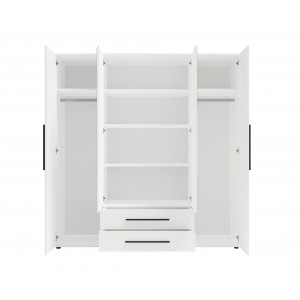 Schwarzer viertüriger Drehkleiderschrank MAXIVO mit Schubladen und Spiegel 3/9