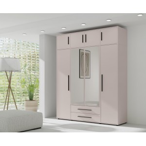 Viertüriger Kleiderschrank Cashmere mit Auszug MAXIVO kippbar mit Schubladen und Spiegel 7/9