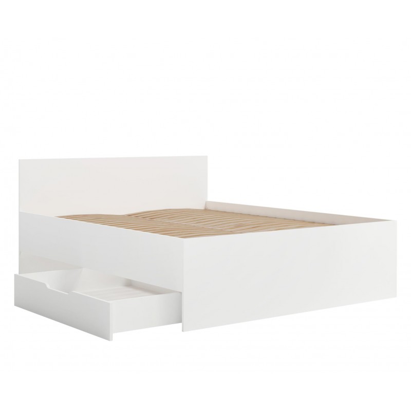 Modernes weißes Bett MAXIVO mit Bettzeugbehälter und Holzrahmen für das Schlafzimmer 3/9
