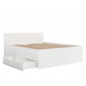 Modernes weißes Bett MAXIVO mit Bettzeugbehälter und Holzrahmen für das Schlafzimmer 3/9
