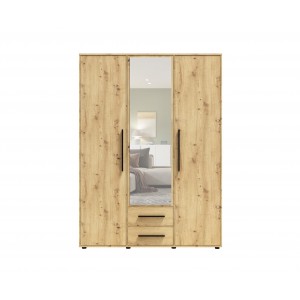 Dreitüriger Kippschrank MAXIVO aus Eiche mit Schubladen und Spiegel 2/9