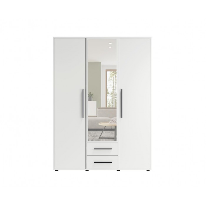 Weißer dreitüriger Kleiderschrank mit...