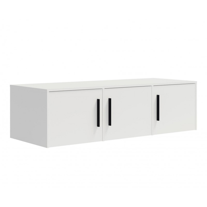 Weißer dreitüriger Kleiderschrank mit klappbarem Auszug MAXIVO mit Schubladen und Spiegel 4/9