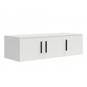 Weißer dreitüriger Kleiderschrank mit klappbarem Auszug MAXIVO mit Schubladen und Spiegel 4/9