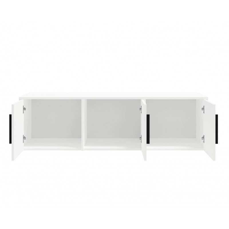 Weißer dreitüriger Kleiderschrank mit klappbarem Auszug MAXIVO mit Schubladen und Spiegel 6/9
