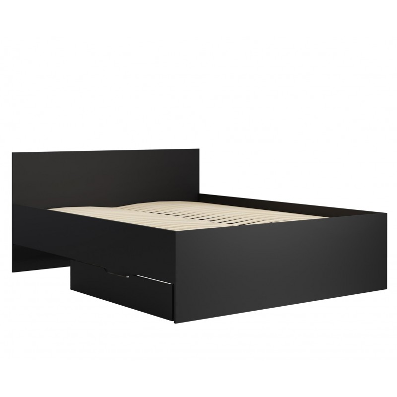 Modernes schwarzes Bett MAXIVO mit Bettzeugbehälter und Holzrahmen für das Schlafzimmer