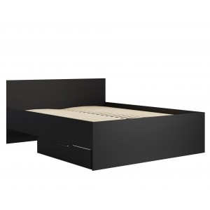 Modernes schwarzes Bett MAXIVO mit Bettzeugbehälter und Holzrahmen für das Schlafzimmer 1/9