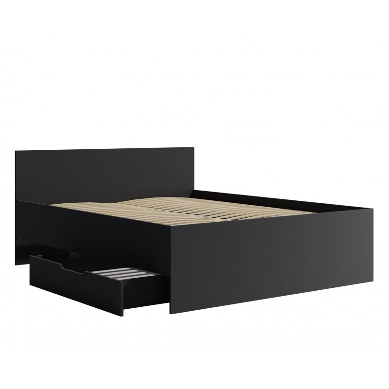 Modernes schwarzes Bett MAXIVO mit Bettzeugbehälter und Holzrahmen für das Schlafzimmer 3/9