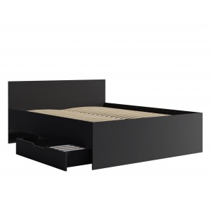 Modernes schwarzes Bett MAXIVO mit Bettzeugbehälter und Holzrahmen für das Schlafzimmer 3/9