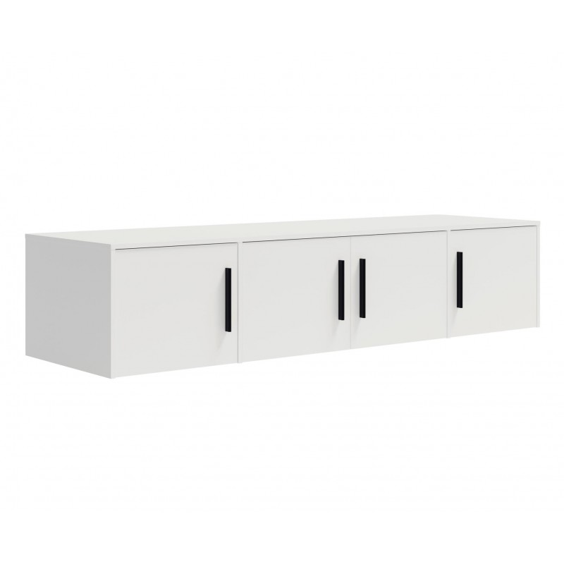 Weißer viertüriger Kleiderschrank mit klappbarem Auszug MAXIVO mit Schubladen und Spiegel 4/9