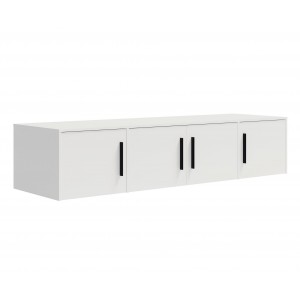 Weißer viertüriger Kleiderschrank mit klappbarem Auszug MAXIVO mit Schubladen und Spiegel 4/9