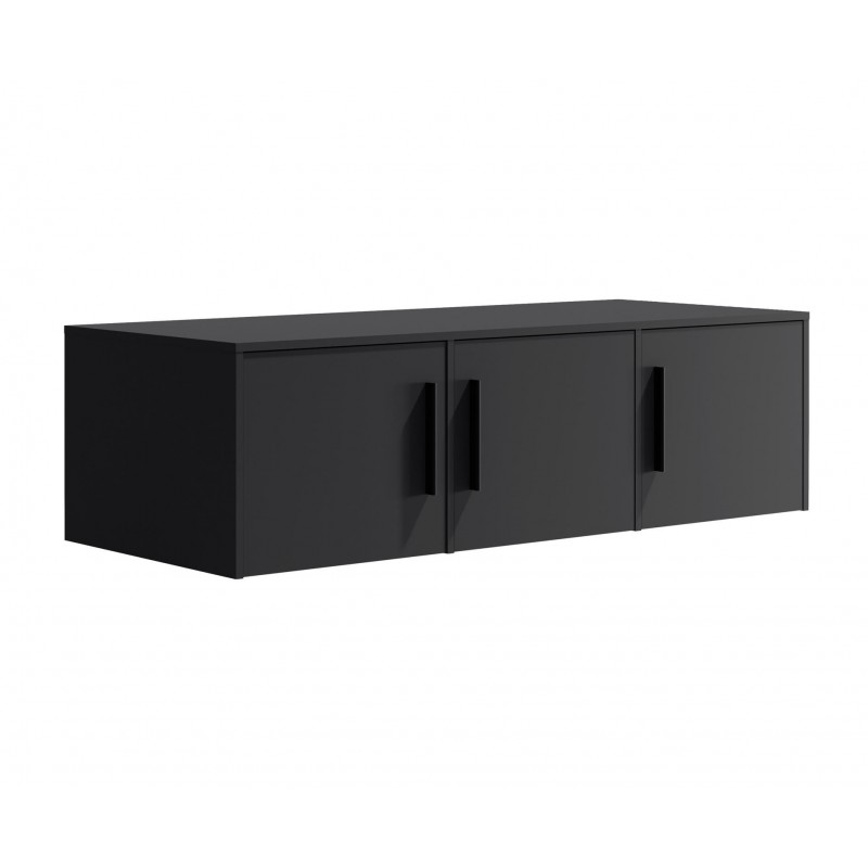 Schwarzer dreitüriger Kleiderschrank mit Auszug MAXIVO klappbar mit Schubladen und Spiegel 4/9