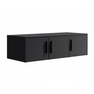 Schwarzer dreitüriger Kleiderschrank mit Auszug MAXIVO klappbar mit Schubladen und Spiegel 4/9