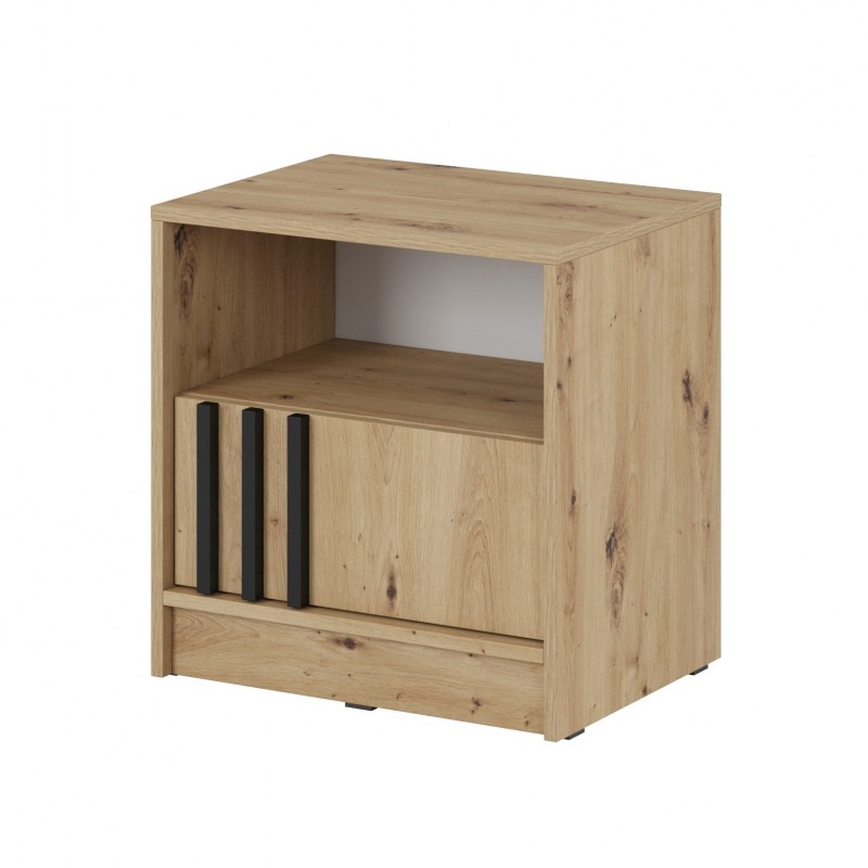 Nachttisch NELLY Eiche artisan dekorative Latten push-to-open Schublade 51 cm 1/9