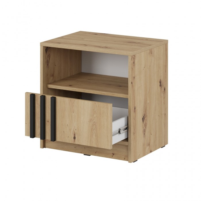 Nachttisch NELLY Eiche artisan dekorative Latten push-to-open Schublade 51 cm