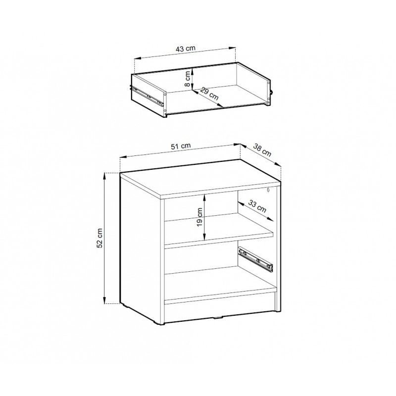 Nachttisch NELLY Eiche artisan dekorative Latten push-to-open Schublade 51 cm 5/9
