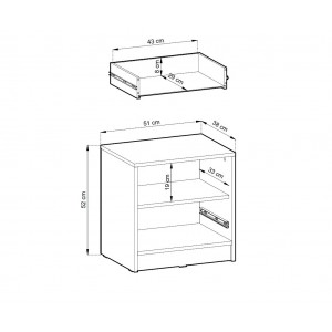 Nachttisch NELLY Eiche artisan dekorative Latten push-to-open Schublade 51 cm 5/9