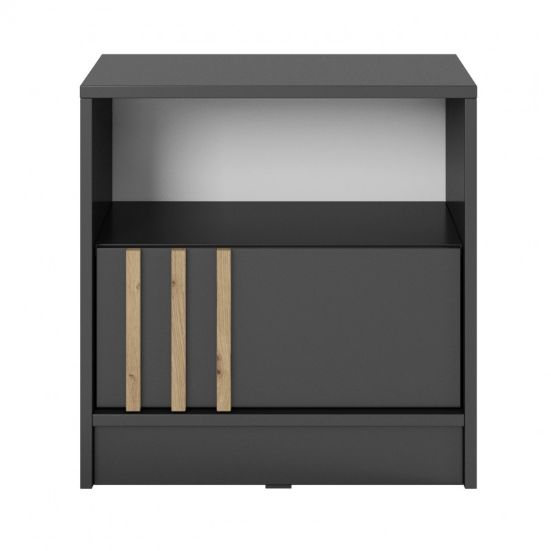 Nachttisch NELLY graphit lamelle push-to-open schublade mit ablage 51 cm 4/9
