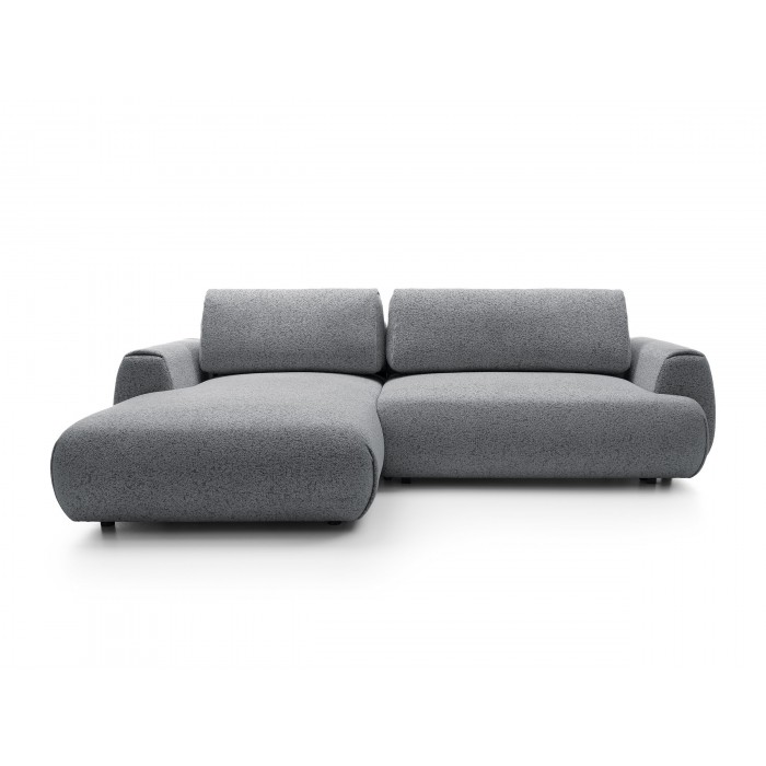 Stilvolles dunkelgraues Ecksofa MORENA mit Bettzeugablage für das Wohnzimmer