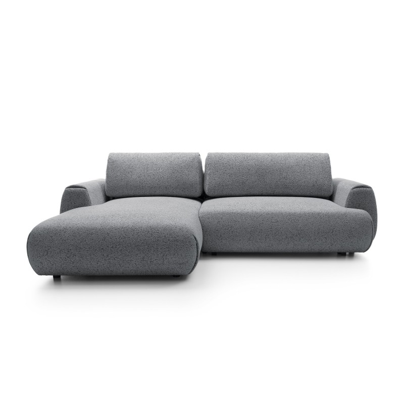 Stilvolles dunkelgraues Ecksofa MORENA mit Bettzeugablage für das Wohnzimmer