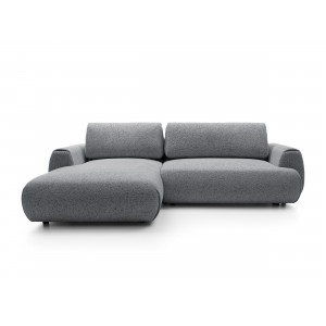 Stilvolles dunkelgraues Ecksofa MORENA mit Bettzeugablage für das Wohnzimmer 1/9