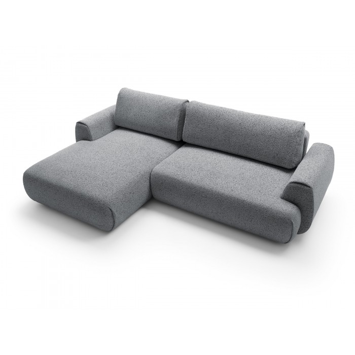 Stilvolles dunkelgraues Ecksofa MORENA mit Bettzeugablage für das Wohnzimmer