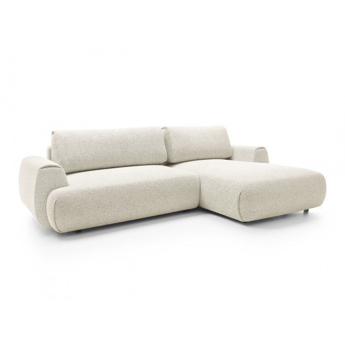 Stilvolles weißes Ecksofa MORENA mit Bettzeugablage für das Wohnzimmer