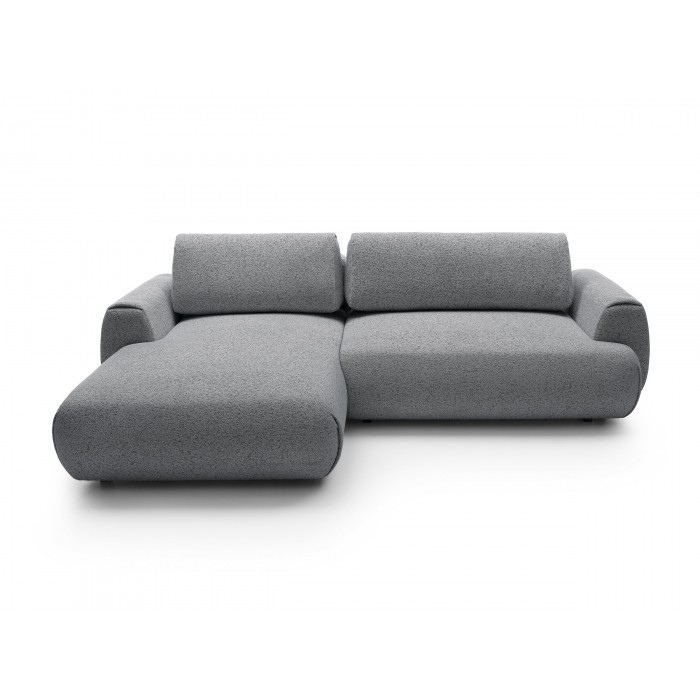 Stilvolles dunkelgraues Ecksofa MORENA mit Bettzeugablage für das Wohnzimmer