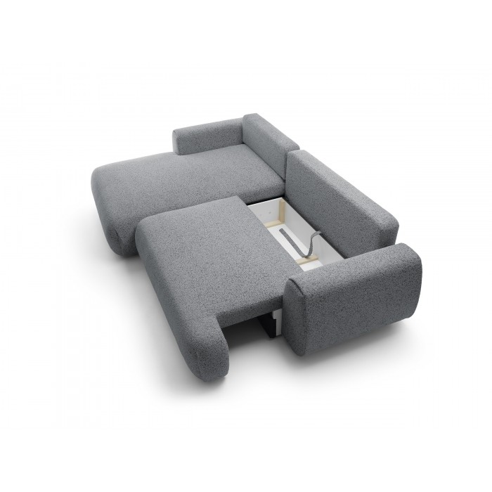 Stilvolles dunkelgraues Ecksofa MORENA mit Bettzeugablage für das Wohnzimmer