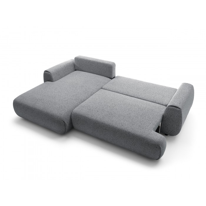 Stilvolles dunkelgraues Ecksofa MORENA mit Bettzeugablage für das Wohnzimmer