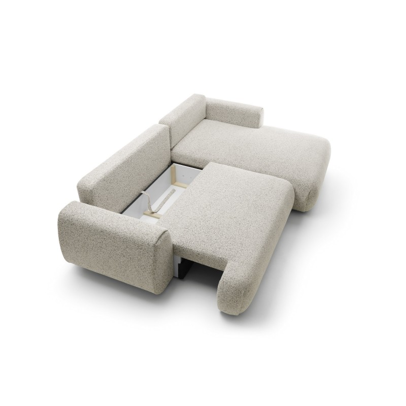 Stilvolles hellbeiges Ecksofa MORENA mit Bettzeugablage für das Wohnzimmer 6/9