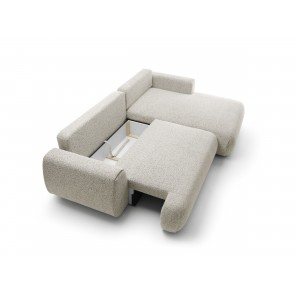 Stilvolles hellbeiges Ecksofa MORENA mit Bettzeugablage für das Wohnzimmer 6/9
