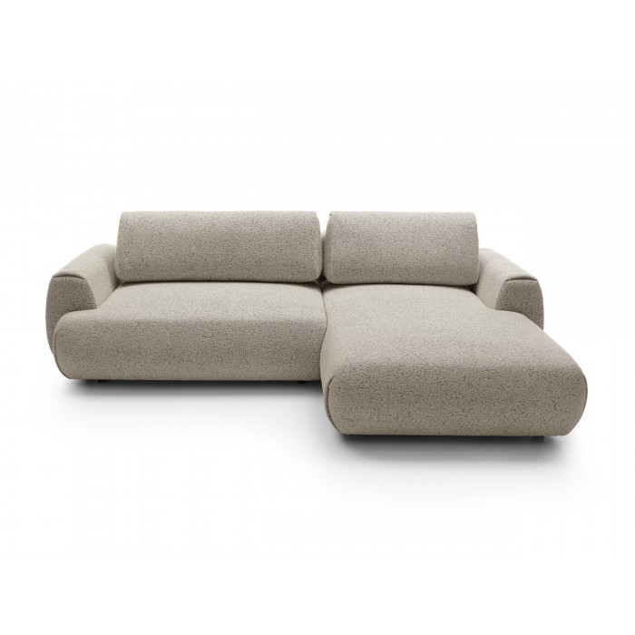 Stilvolles dunkelbeiges Ecksofa MORENA mit Bettzeugablage für das Wohnzimmer